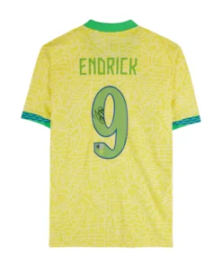 Camisa Autografada Do Endrick Da Seleção Brasileira Fanatics Authentic 2024 Amarela/Verde Da Nike (Rara)