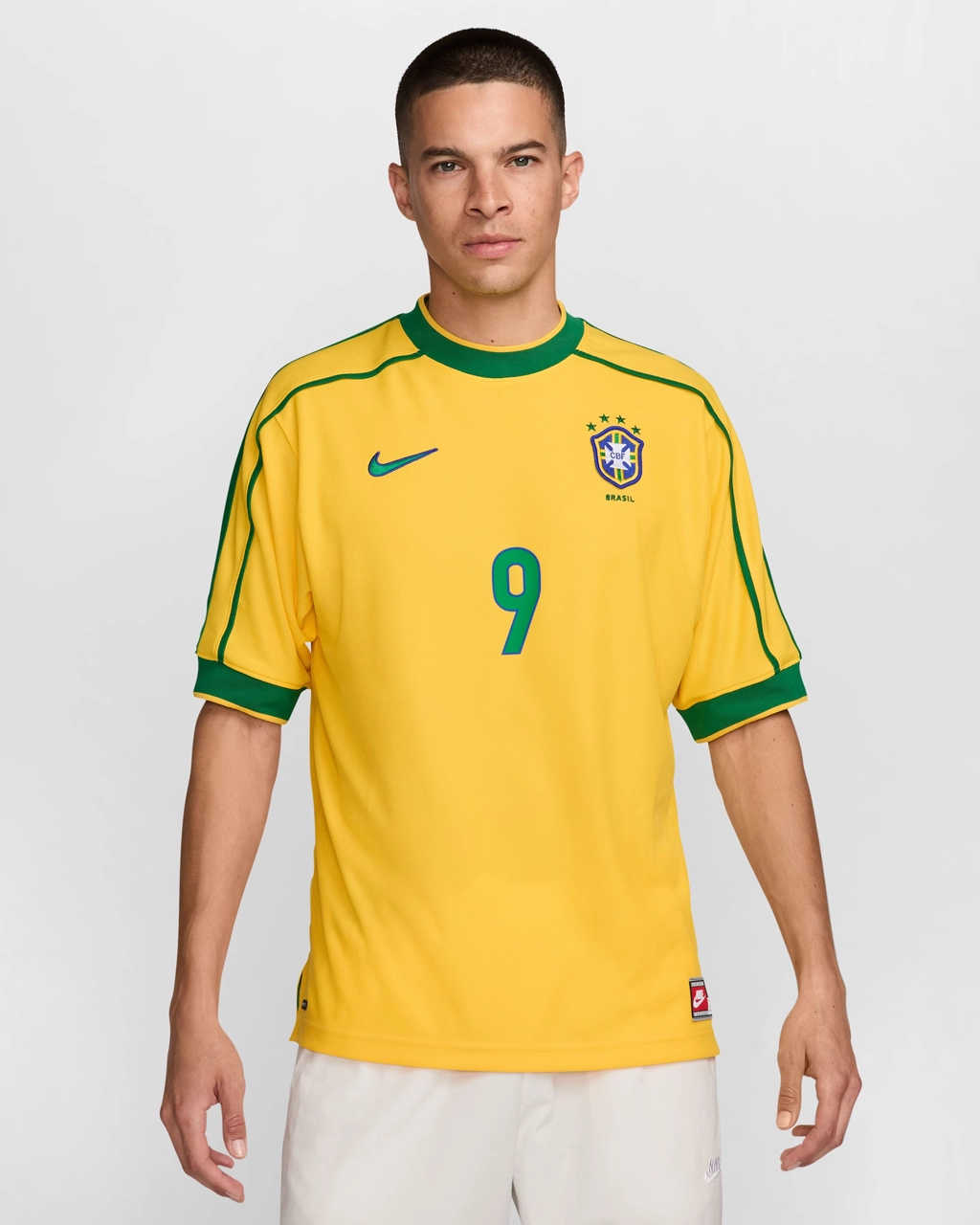 Camisa Retrô Seleção Brasileira 1998 Ronaldo Nº 9 Copa Do Mundo - Reedição Nike - Imagem 2