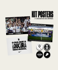 Kit Posters Corinthians - "O Dia que a Loucura Virou Mundial" + 4 Adesivos Exclusivos
