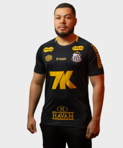 Camisa Santos Treino Jogador 25/26 - Preta + Patrocínios